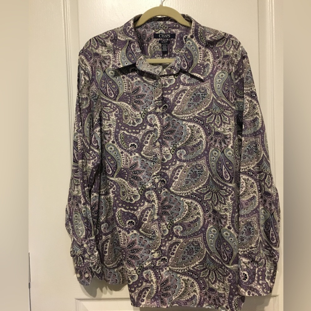 Chaps Purple Paisley Long Sleeved Shirt Sz 3X